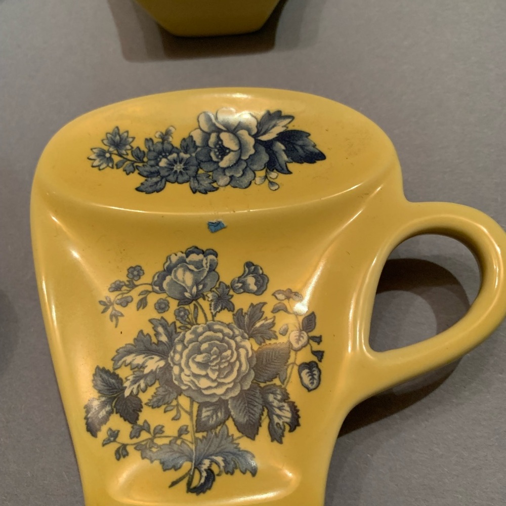 SPODE 4 Blue Room Garden Flowers Yellow Teacup Shaped Teabag/Spoon Rests L0407 - Picture 17 of 17